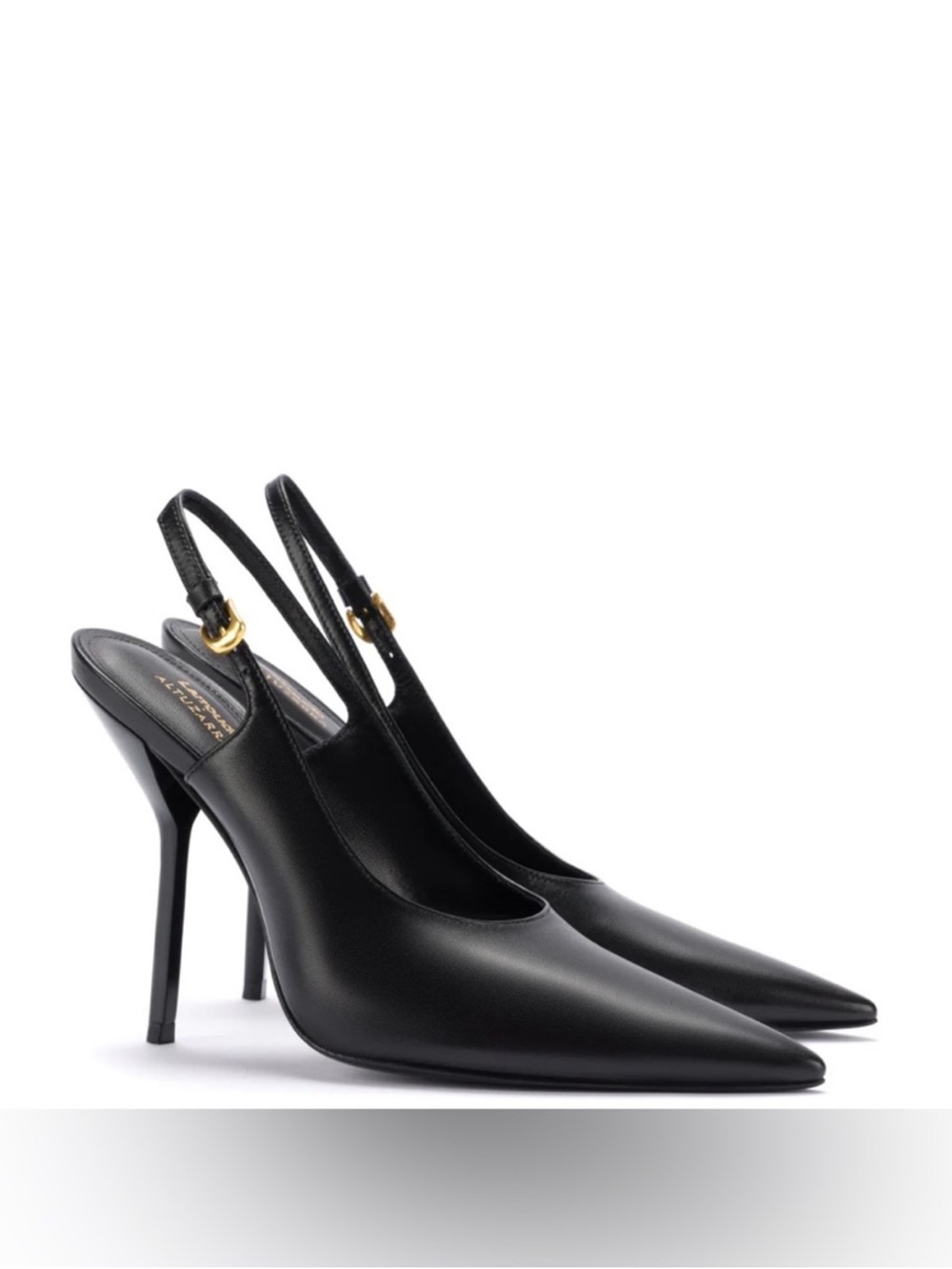 Larroude x Altuzarra Black Leather Heels Sling Backs size 9